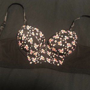 Black Sheer and Floral Crop Top